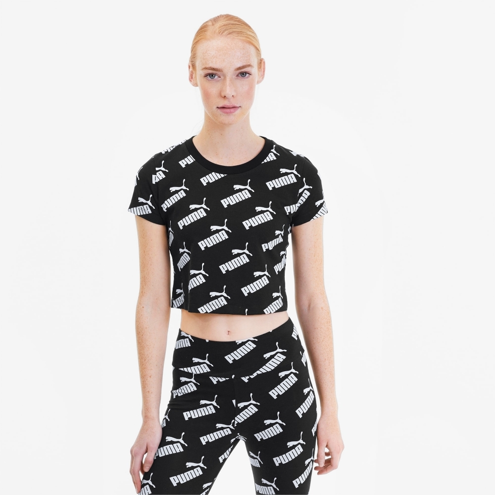 Puma Amplified AOP Fitted Tee Crop Top MED NWT